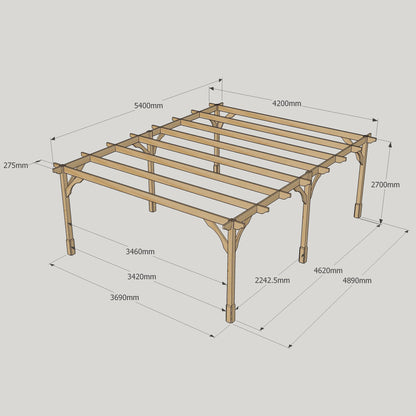 Freestanding Premium Pergola - Rustic Brown - 4.2m Width x 5.4m Length