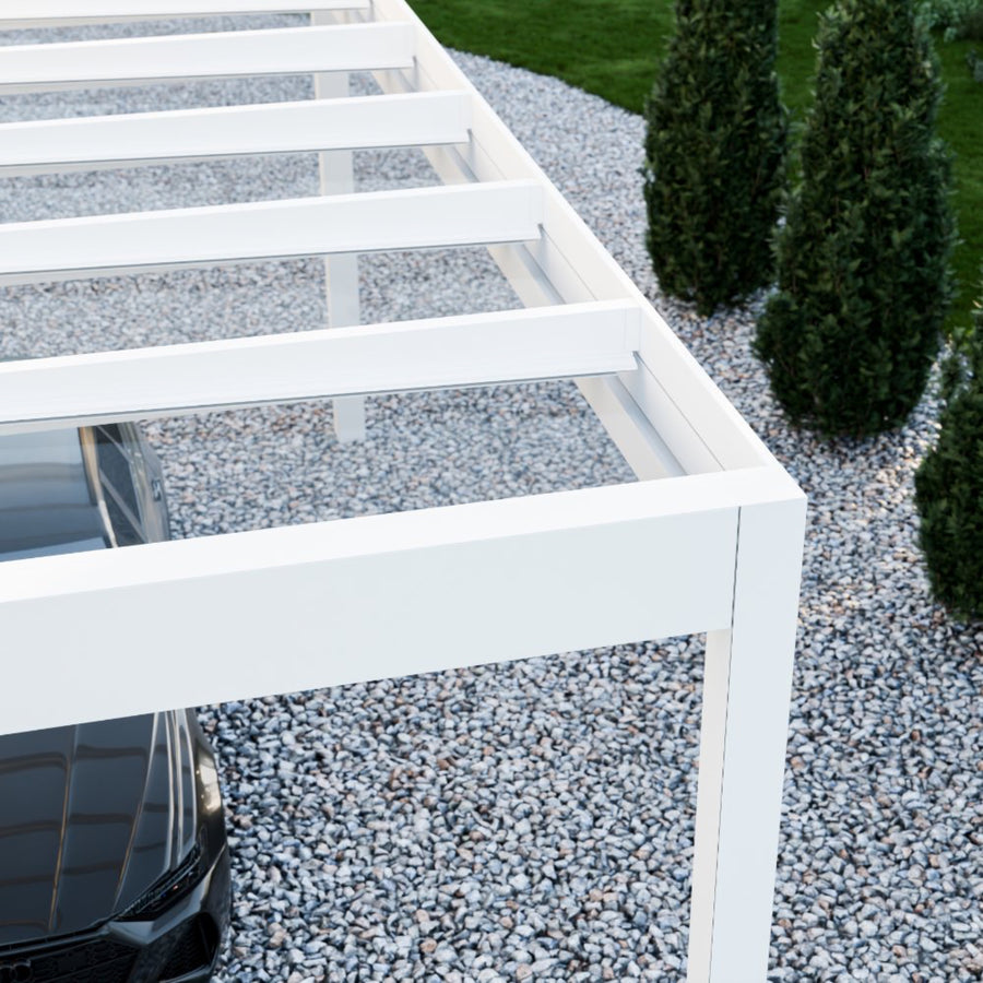 Glass Roof Aluminium Pergola | The Cristallo | Reinforced Safety Glass | Extra-Wide Panels | Spans Up To 7m | Integrated LED