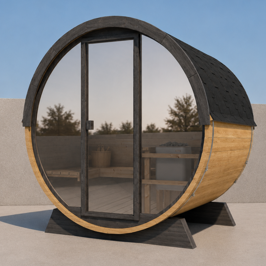 Full Front Glass Wall with Glass Door — Mirror Glass