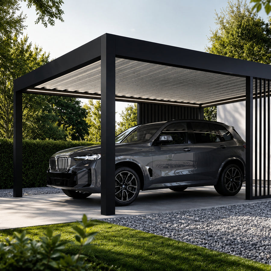 Aluminium Carport | The Riposo | Trapezoidal Roofing | Extra-Wide | Spans Up To 7m | Integrated LED