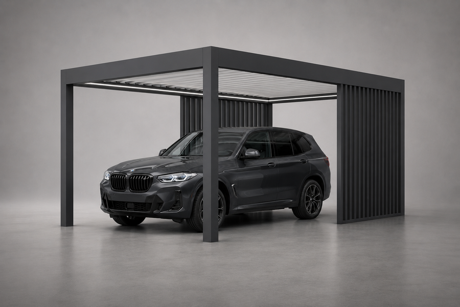 Aluminium Carport | The Riposo | Trapezoidal Roofing | Extra-Wide | Spans Up To 7m | Integrated LED