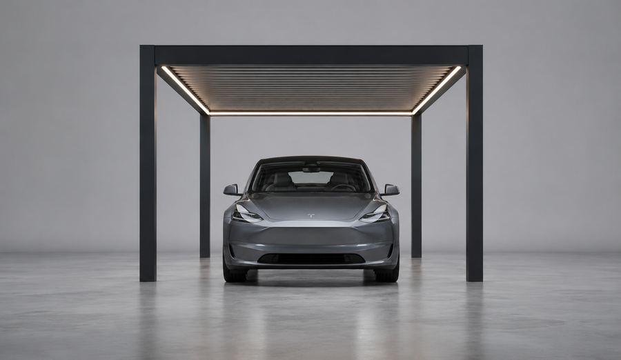 Aluminium Carport | The Riposo | Trapezoidal Roofing | Extra-Wide | Spans Up To 7m | Integrated LED
