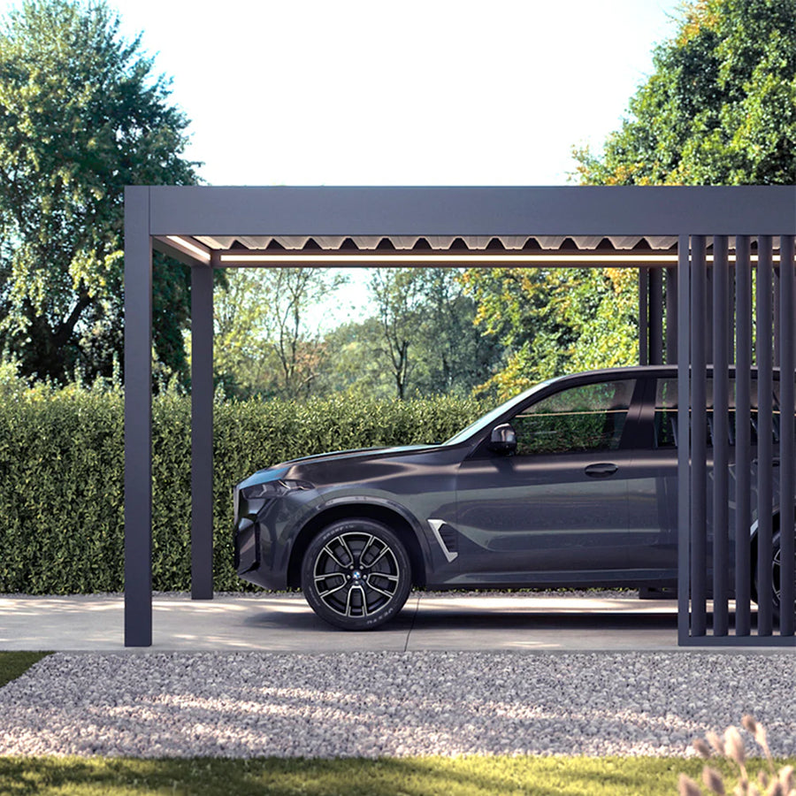Aluminium Carport | The Riposo | Trapezoidal Roofing | Extra-Wide | Spans Up To 7m | Integrated LED