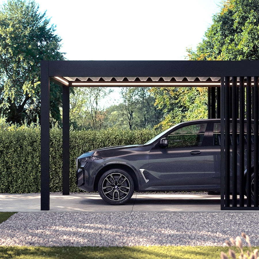 Aluminium Carport | The Riposo | Trapezoidal Roofing | Extra-Wide | Spans Up To 7m | Integrated LED