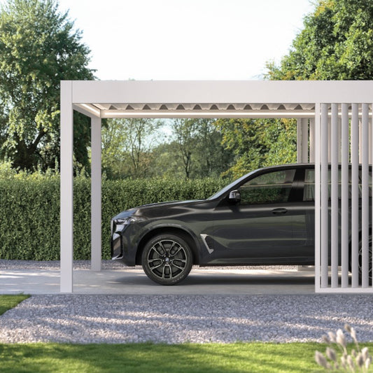 Aluminium Carport | The Riposo | Trapezoidal Roofing | Extra-Wide | Spans Up To 7m | Integrated LED