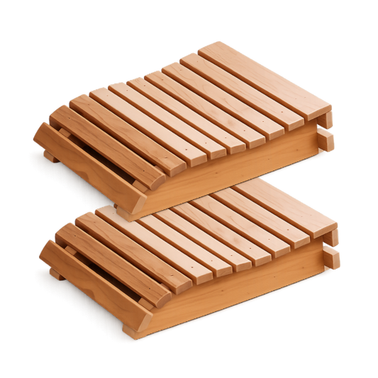 Alder Wood Sauna Headrest Set — 2 Cool-Touch Neck Rests