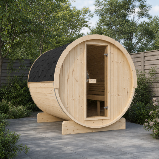 Barrel Sauna Ergo 220 — Spruce Garden Sauna for Groups, 2.2m — lifestyle photo 1