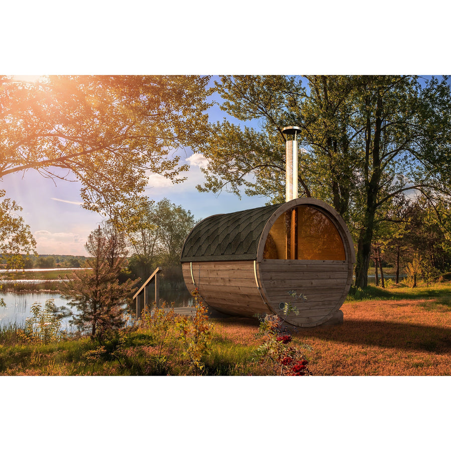 Barrel Sauna 280 — Spruce Garden Sauna for Bigger Groups, 2.8m — lifestyle photo 5