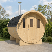 Barrel Sauna 330 with Overhang — lifestyle view 2