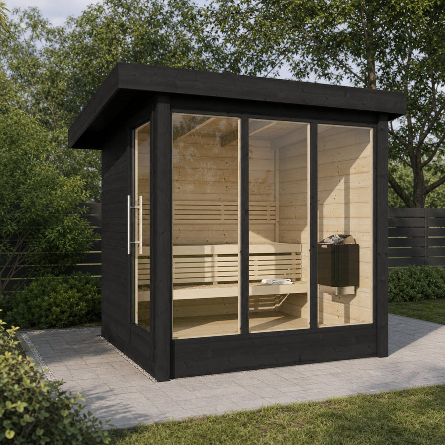 Multiroom Log Sauna Anita — 3-4 Person Spruce Sauna with Changing Room — lifestyle photo 11