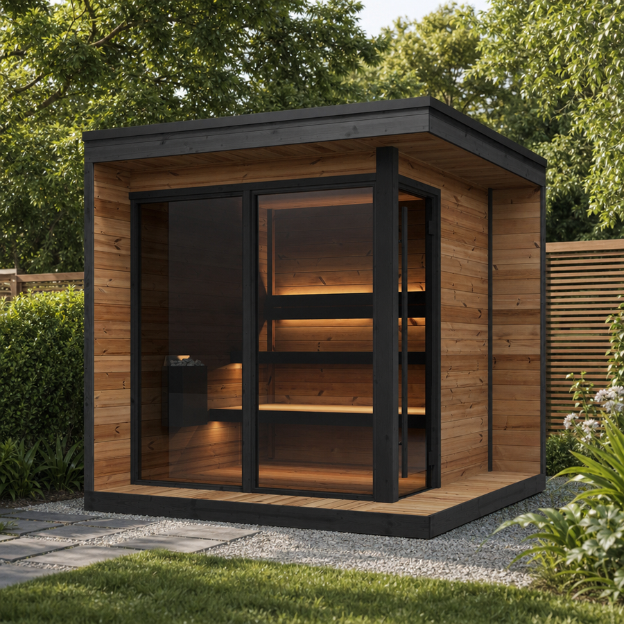 Patio Sauna Hiki L — 3 Person Thermowood Log Sauna, 3.1m² — lifestyle photo 2