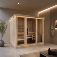 Indoor Home Sauna Large — 3–4 Person 34mm Spruce Indoor Sauna, Aspen Benches, Floor Not Included, 2.24 × 1.75m