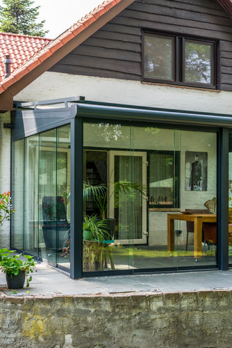 Aluminium Veranda | Deponti Pigato | Wide Span Up To 7m | Extra-Large Gutter | Glass Roof