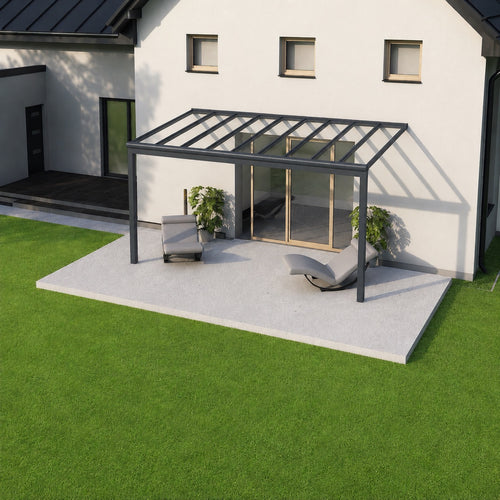 Aluminium Veranda | Deponti Pigato | Wide Span Up To 7m | Extra-Large Gutter | Glass Roof
