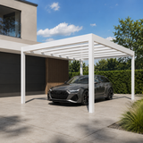 Glass Roof Aluminium Carport | The Rimessa | Reinforced Safety Glass | Extra-Wide Panels | Spans Up To 7m | Integrated LED