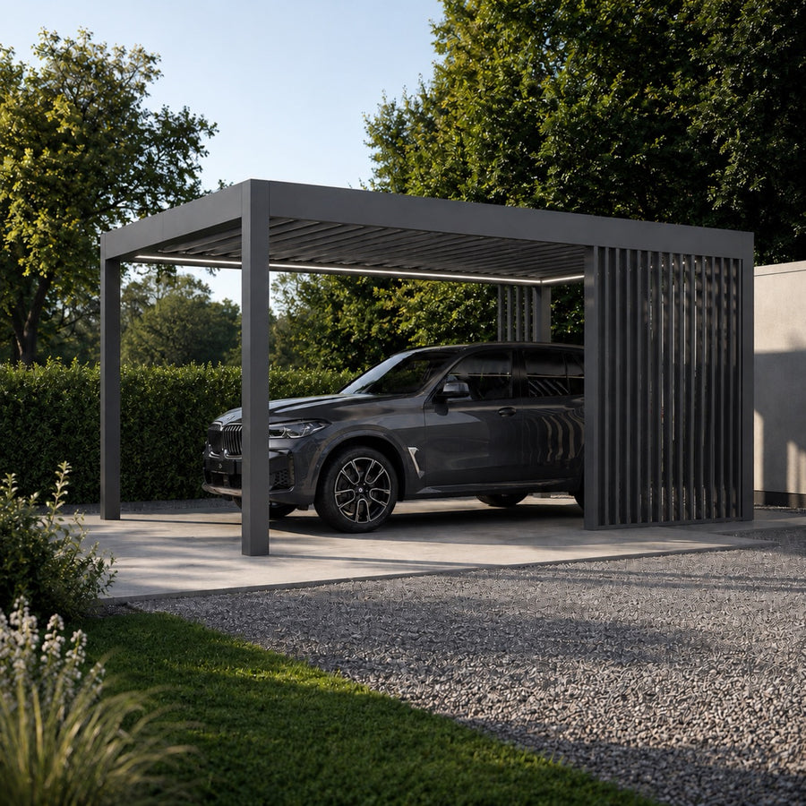 Aluminium Carport | The Riposo | Trapezoidal Roofing | Extra-Wide | Spans Up To 7m | Integrated LED