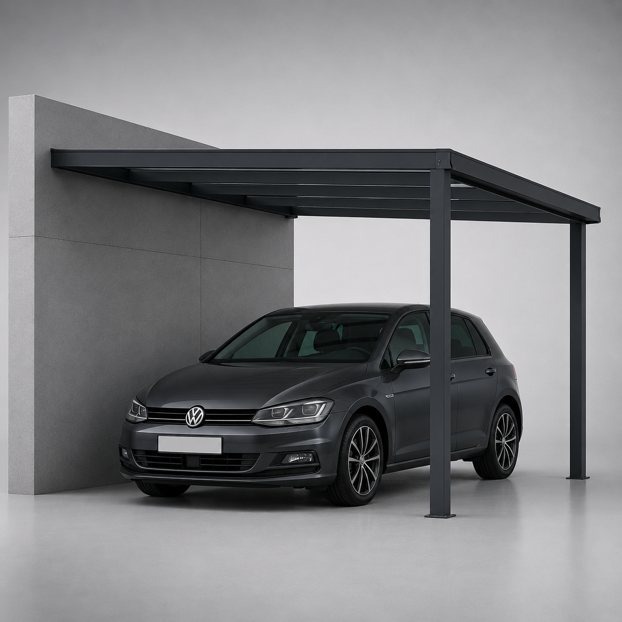 Aluminium Carport | The Stretto Freestanding | Slim Profile, Aluminium Beam Covers | Sloped Roof with Hidden Drainage | Grillo Louvre Sides