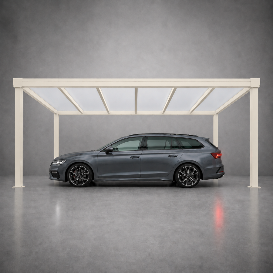Aluminium Carport | The Tetto Freestanding | Modular & Interlinkable | Sloped Roof with Concealed Drainage | Add Grillo Louvre Sides