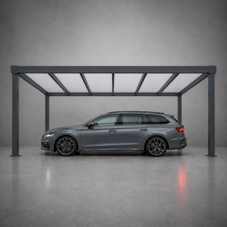 Aluminium Carport | The Tetto Freestanding | Modular & Interlinkable | Sloped Roof with Concealed Drainage | Add Grillo Louvre Sides
