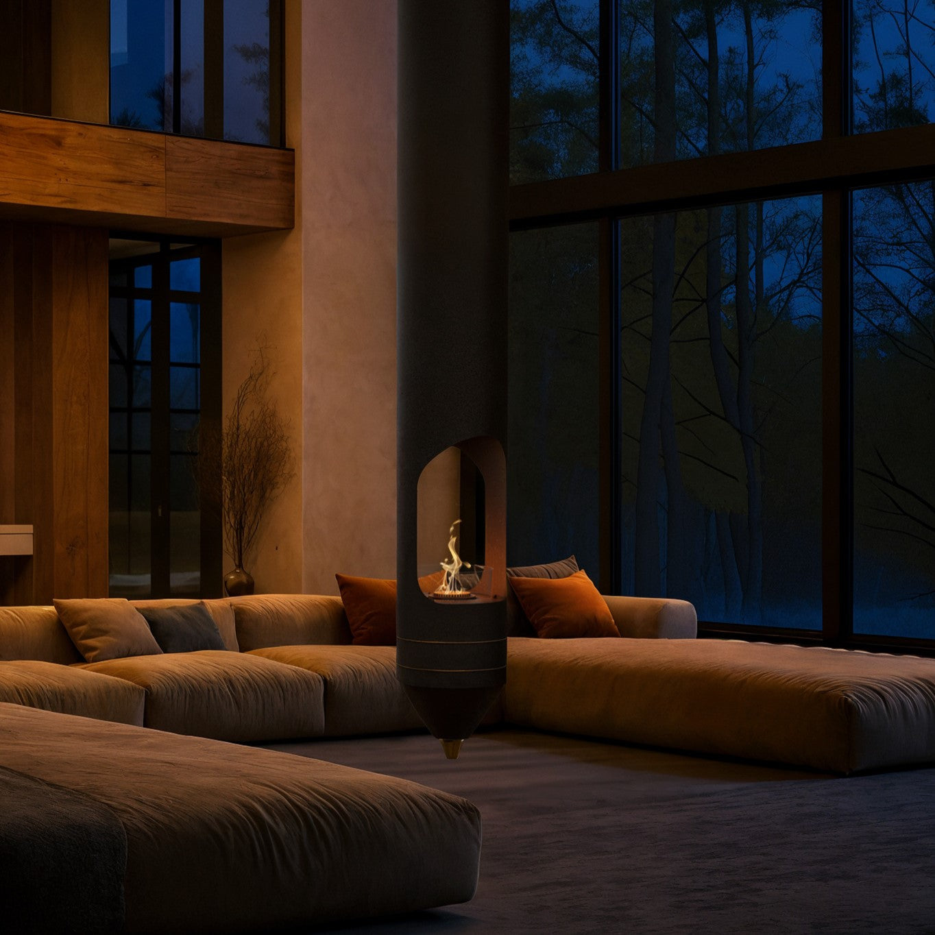 glammfire signature suspended fire product exterior view