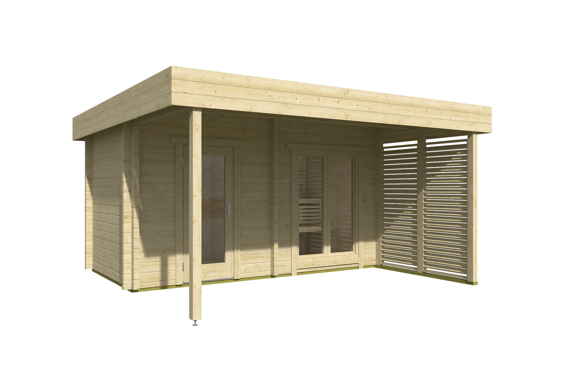 howe 200 pro 2 4 person outdoor sauna with terrace changing room product exterior view — view 3