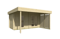 howe 200 pro 2 4 person outdoor sauna with terrace changing room product exterior view — view 3