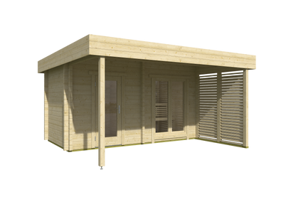howe 200 pro 2 4 person outdoor sauna with terrace changing room product exterior view — view 3