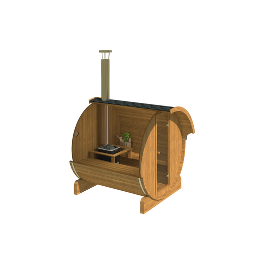 Barrel Sauna 220 — side view