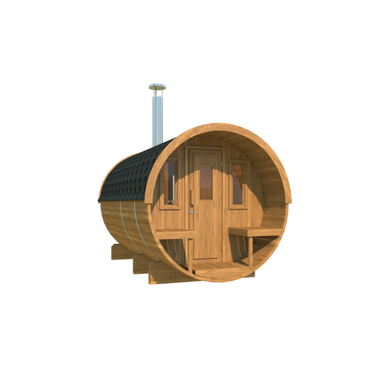 Barrel Sauna 330 with Terrace — angle view