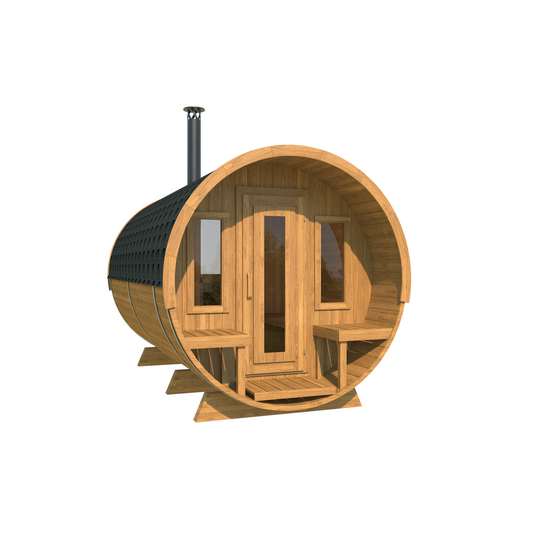 Barrel Sauna 400 Deluxe — angle view