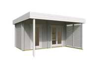 howe 200 pro 2 4 person outdoor sauna with terrace changing room product exterior view — view 2