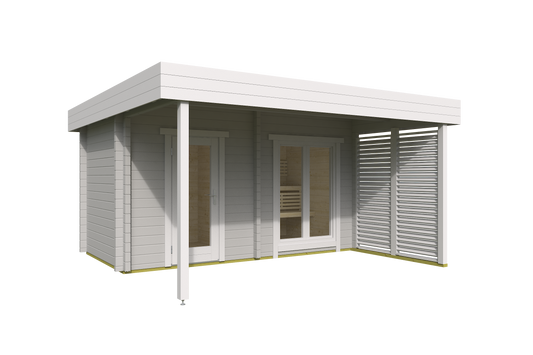 howe 200 pro 2 4 person outdoor sauna with terrace changing room product exterior view — view 2