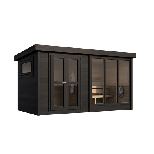 Multiroom Log Sauna Anita — front view