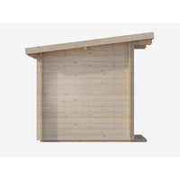 Log Cube Sauna Panorama — side view 2