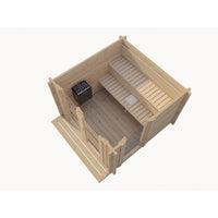 Log Cube Sauna Panorama — side view 3