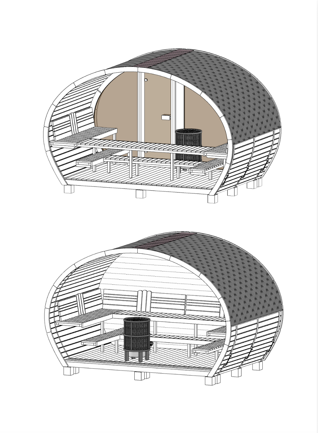 Wanaka 400 Deluxe Thermowood with Glass Front 10 Person Outdoor Sauna