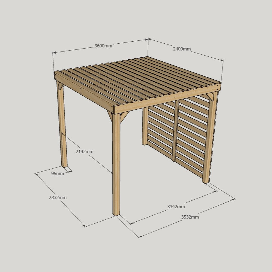 Freestanding Shade Pergola - Light Green - 2.4m Width x 3.6m Length