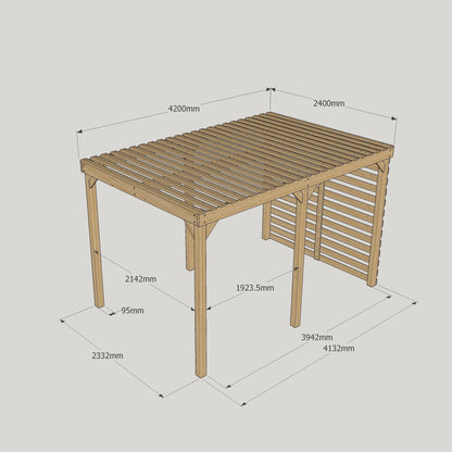 Freestanding Shade Pergola - Light Green - 2.4m Width x 4.2m Length