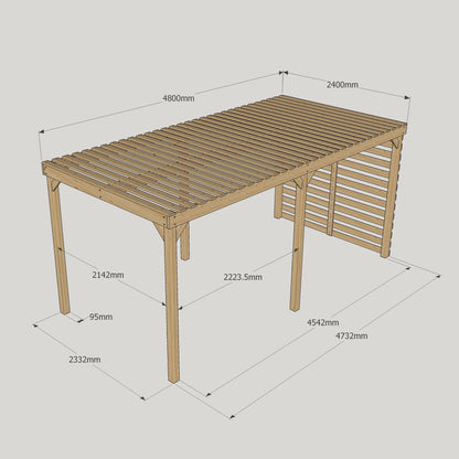 Freestanding Shade Pergola - Light Green - 2.4m Width x 4.8m Length