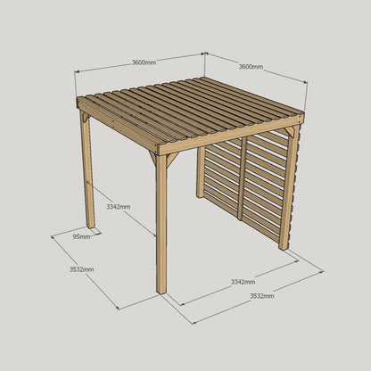 Freestanding Shade Pergola - Light Green - 3.6m Width x 3.6m Length