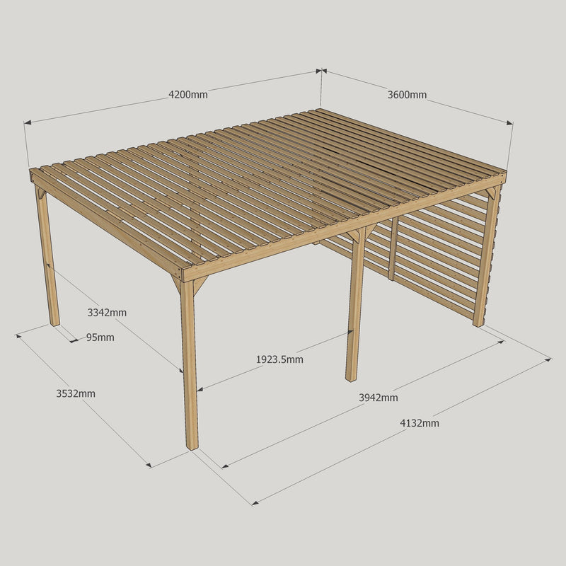 Freestanding Shade Pergola - Light Green - 3.6m Width x 4.2m Length