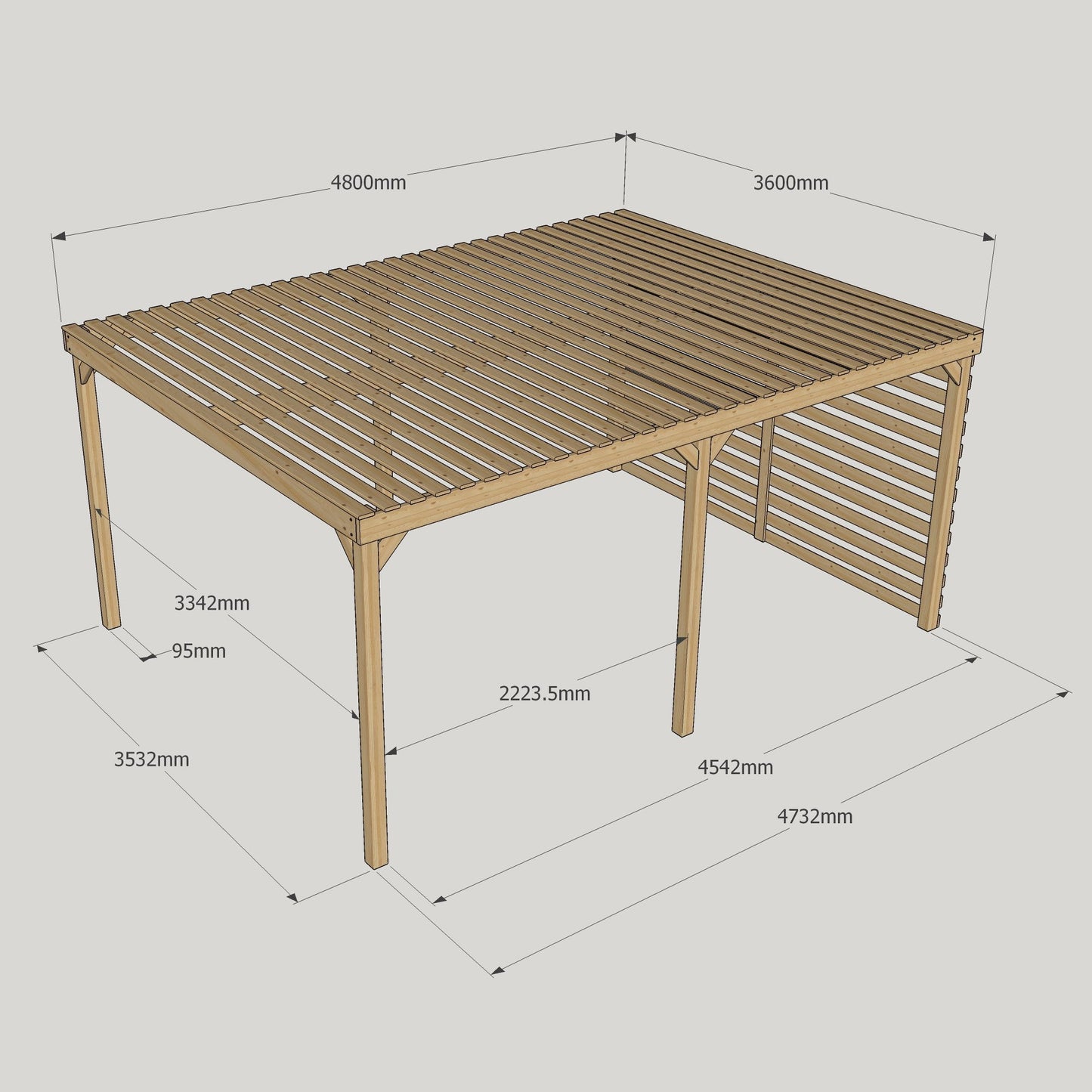 Freestanding Shade Pergola - Light Green - 3.6m Width x 4.8m Length