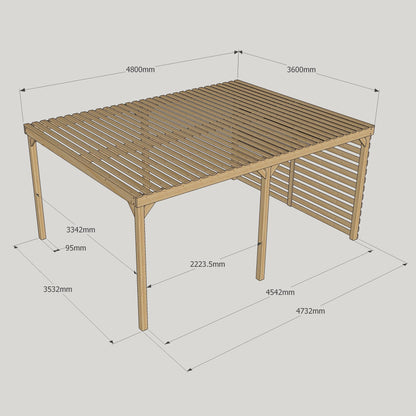 Freestanding Shade Pergola - Light Green - 3.6m Width x 4.8m Length