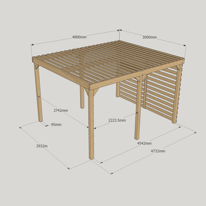 Freestanding Shade Pergola - Light Green - 3m Width x 4.8m Length