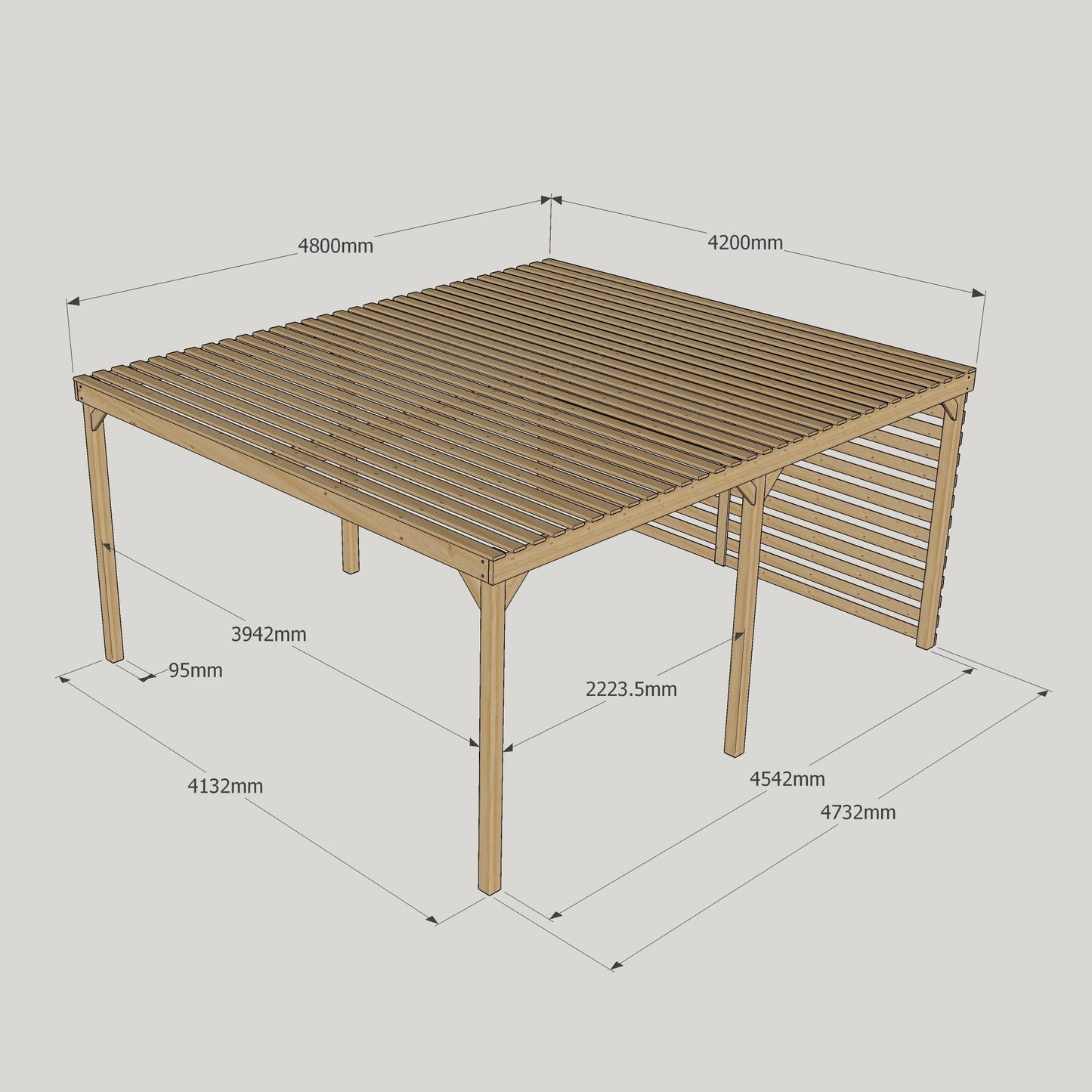 Freestanding Shade Pergola - Light Green - 4.2m Width x 4.8m Length