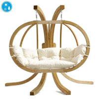 globo royal double hanging egg chair set product exterior view — view 3