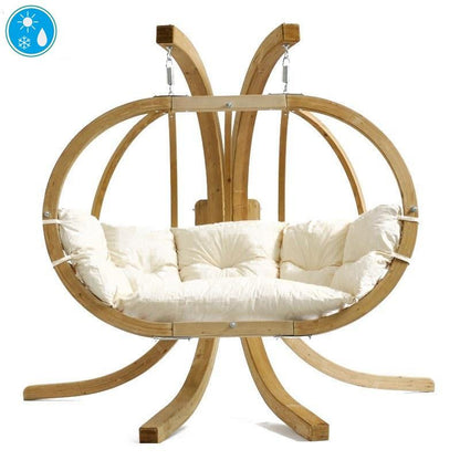 globo royal double hanging egg chair set product exterior view — view 3