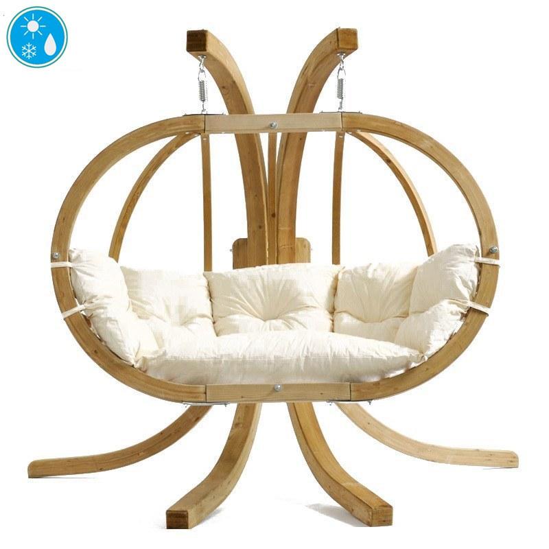 globo royal double hanging egg chair set product exterior view — view 3
