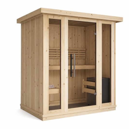 Indoor Home Sauna Small — Compact Spruce Sauna Room, 2.6m² No Floor — spruce — angle view 1