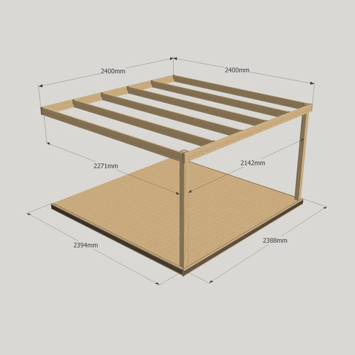 Wall Mounted Box Pergola with Decking Kit | Timber | Multiple Sizes